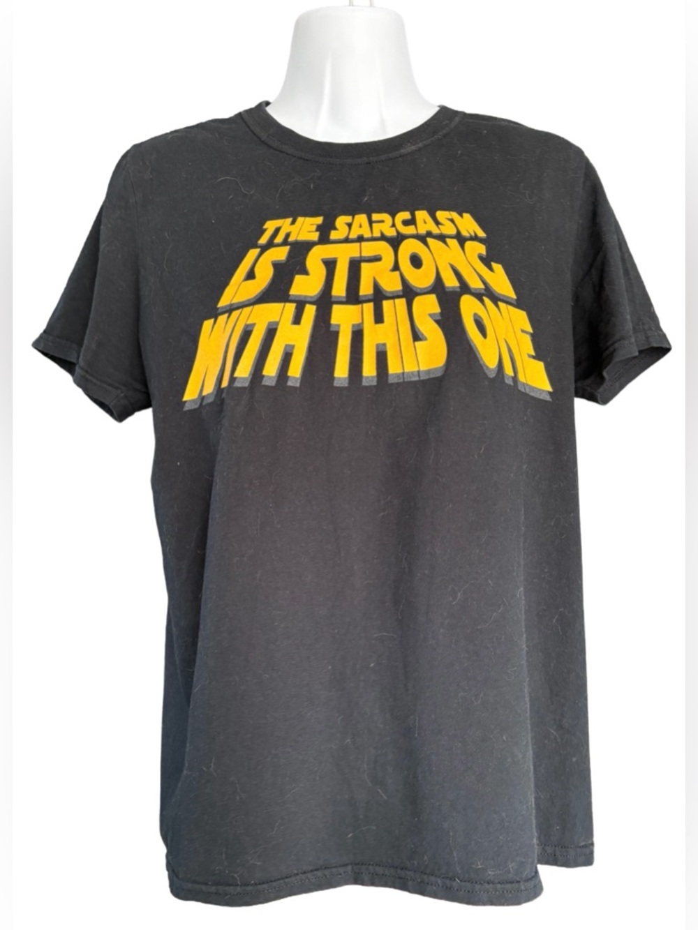Black Graphic Tee "The Sarcasm Is Strong With This One" - Yellow Text